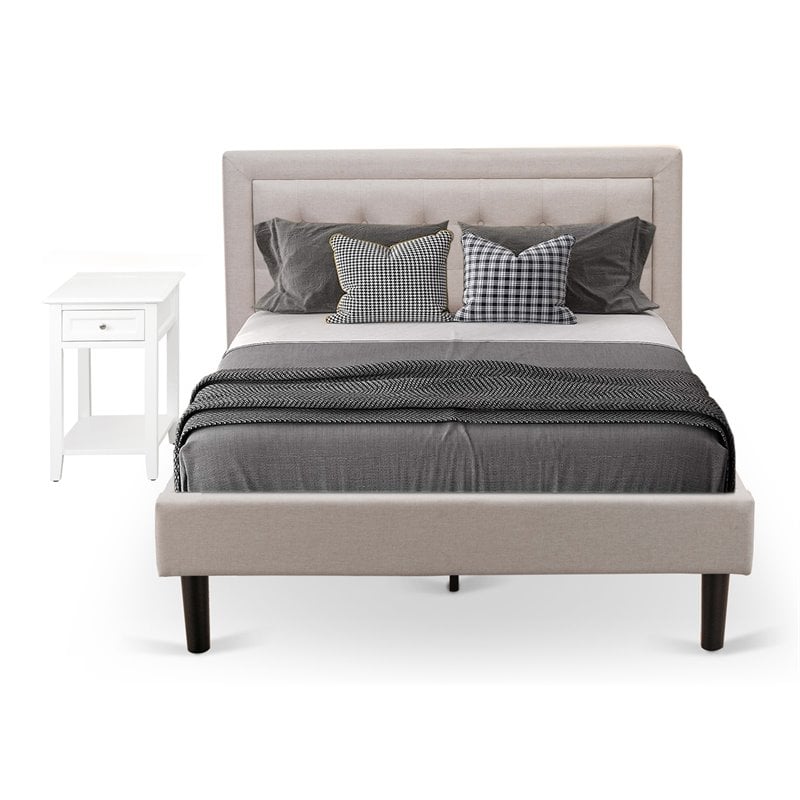 Pemberly Row 2-Piece Full Bedroom Set with Mist Beige Fabric Upholstery