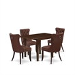 Pemberly Row 5-Piece Dining Set with Mahogany and Burgundy Upholstery