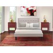 Pemberly Row 3-Piece Wood Queen Bedroom Set with Mist Beige Upholstery