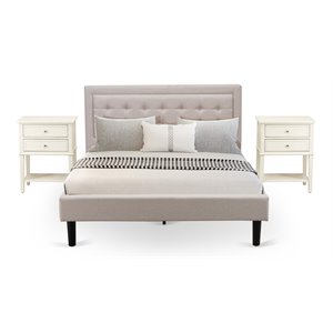 Pemberly Row 3-Piece Wood Queen Bedroom Set in Mist Beige and Black Finish