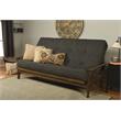 Pemberly Row Tucson Queen Wood Futon with Linen Charcoal Mattress