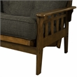 Pemberly Row Tucson Queen Wood Futon with Linen Charcoal Mattress