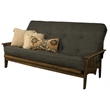 Pemberly Row Tucson Queen Wood Futon with Linen Charcoal Mattress
