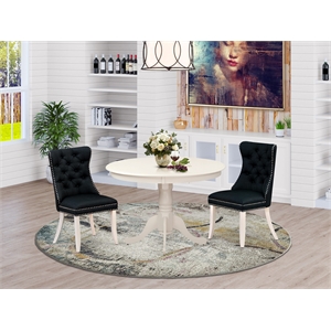 Pemberly Row 3-Piece Dining Table Set with Round Pedestal Base in Linen White