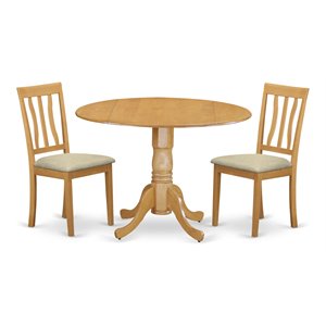 Pemberly Row Dublin 3-Piece Round Wood Dining Set in Oak Finish
