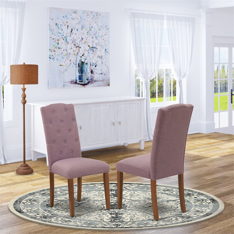 Pemberly Row Fabric Dining Chairs in Mahogany/Purple (Set of 2)