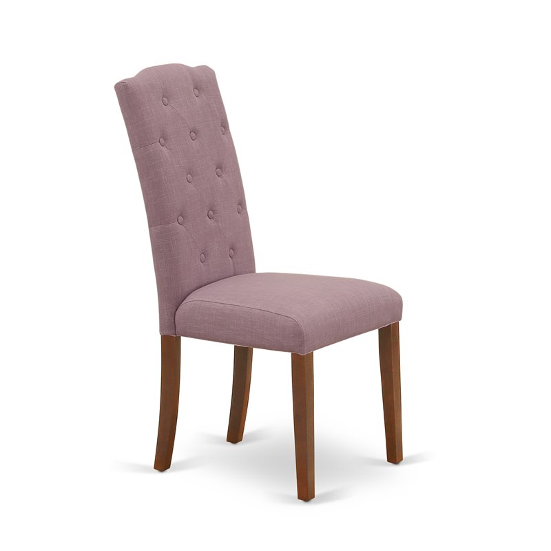 Pemberly Row Fabric Dining Chairs in Mahogany/Purple (Set of 2)