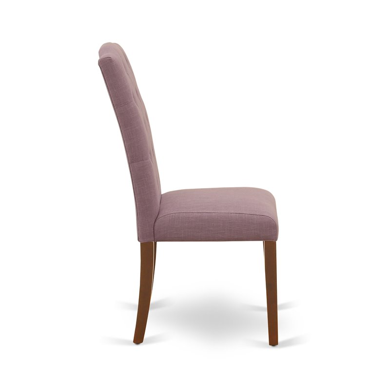 Pemberly Row Fabric Dining Chairs in Mahogany/Purple (Set of 2)