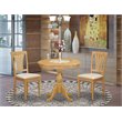 Pemberly Row Antique 3-Piece Dining Room Set with Oak Finish and Fabric Seats