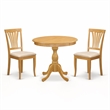 Pemberly Row Antique 3-Piece Dining Room Set with Oak Finish and Fabric Seats