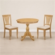 Pemberly Row Antique 3-Piece Dining Room Set with Oak Finish and Fabric Seats