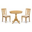 Pemberly Row Antique 3-Piece Dining Room Set with Oak Finish and Fabric Seats