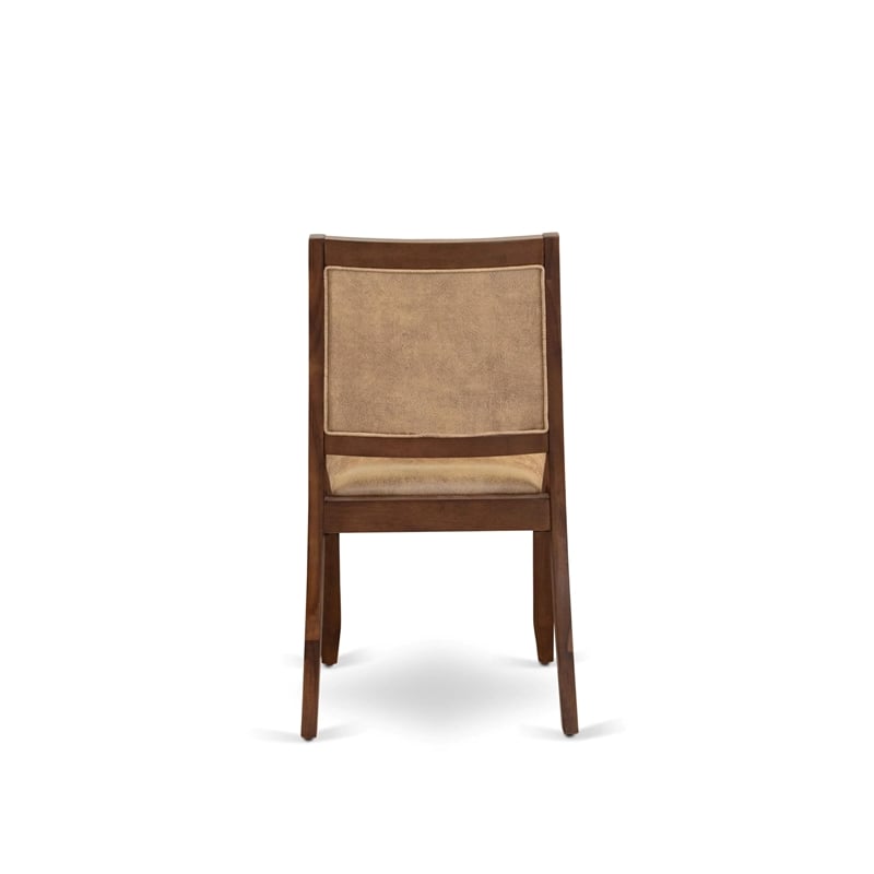 Pemberly Row Dining Chairs in Walnut Faux Leather Wood (Set of 2)