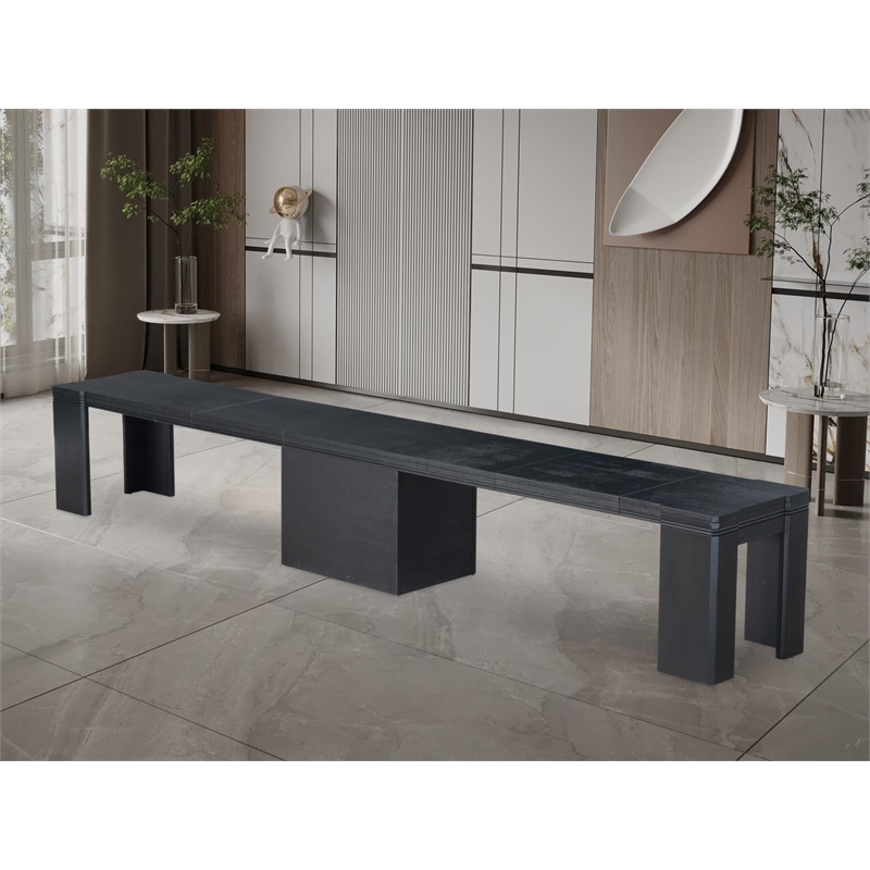 Pemberly Row Extendable Wooden Bench in Black Finish