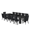 Pemberly Row 13-Piece Dining Set in Black Finish with Faux Leather Upholstery