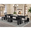 Pemberly Row 5-Piece Dining Set with Wood Table and Benches in Black