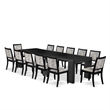 Pemberly Row 13-Piece Dining Room Table Set in Acacia Wood with Black Finish