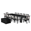 Pemberly Row 14-Piece Dining Room Table Set in Acacia Wood with Black Finish