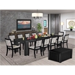 Pemberly Row 14-Piece Dining Room Table Set in Acacia Wood with Black Finish