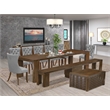 Pemberly Row 10-Piece Extendable Dining Set in Walnut Wood Finish