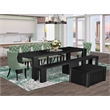 Pemberly Row 10-Piece Dining Room Set in Black Acacia Wood Finish