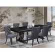 Pemberly Row 7-Piece Dining Set with Faux Leather Chairs in Black Finish