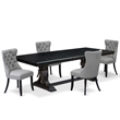 Pemberly Row 5-Piece Acacia Wood Dining Set with Gray Faux Leather