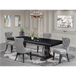 Pemberly Row 5-Piece Acacia Wood Dining Set with Gray Faux Leather