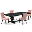 Pemberly Row 5-Piece Black Dining Table Set with Beige Faux Leather Chairs