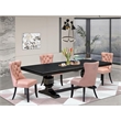 Pemberly Row 5-Piece Black Dining Table Set with Beige Faux Leather Chairs