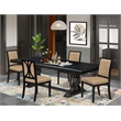 Pemberly Row 5-Piece Modern Dining Set in Sandblasting Black & Beige Upholstery