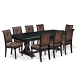 Pemberly Row 9-Piece Dining Table Set in Black Finish with Wooden Chairs