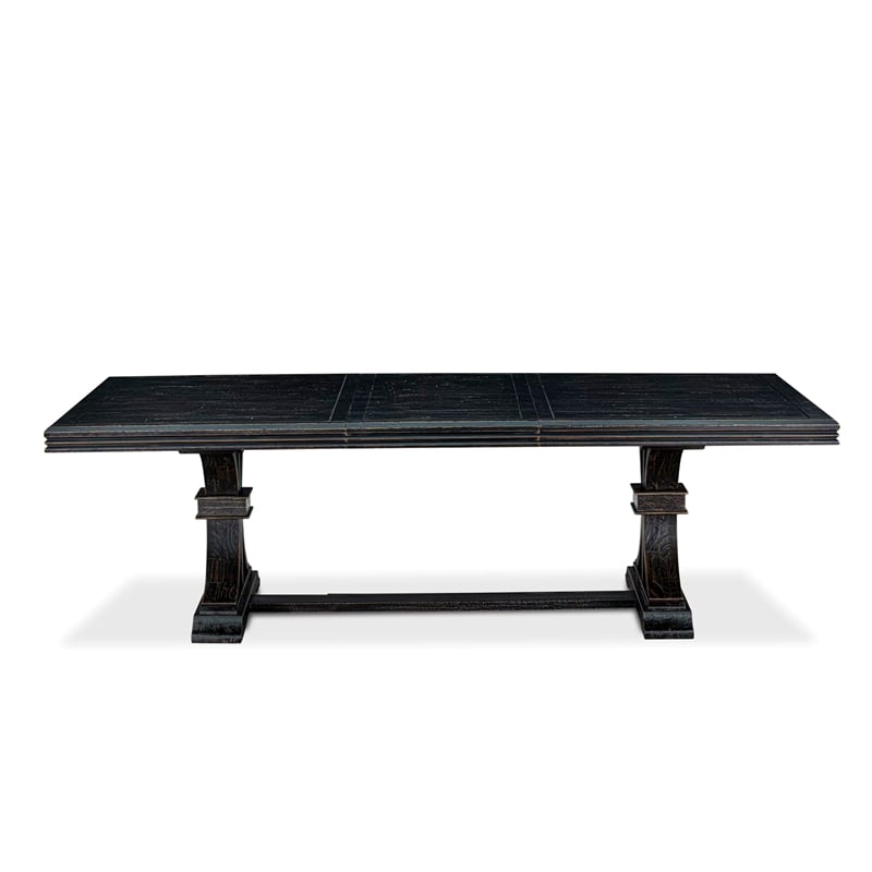Pemberly Row 9-Piece Dining Table Set in Black Finish with Wooden Chairs