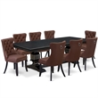 Pemberly Row 9-Piece Black Acacia Wood Dining Set with Table Leaf and Chairs