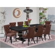 Pemberly Row 9-Piece Black Acacia Wood Dining Set with Table Leaf and Chairs