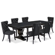 Pemberly Row 7-Piece Dining Set with Acacia Wood in Black Finish