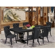 Pemberly Row 7-Piece Dining Set with Acacia Wood in Black Finish