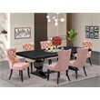 Pemberly Row 7-Piece Dining Set in Black with Faux Leather Upholstery