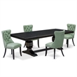 Pemberly Row 5-Piece Modern Dining Set in Black and Willow Green