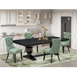 Pemberly Row 5-Piece Modern Dining Set in Black and Willow Green