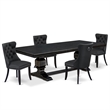 Pemberly Row 5-Piece Modern Dining Set with Faux Leather in Black Finish