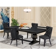 Pemberly Row 5-Piece Modern Dining Set with Faux Leather in Black Finish
