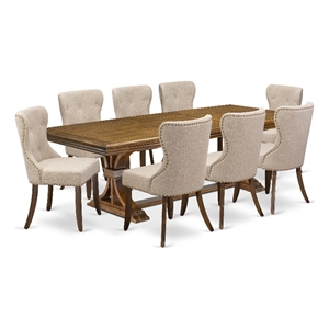 Pemberly Row 9-Piece Dining Set with Acacia Wood and Walnut Finish