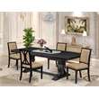 Pemberly Row 5-Piece Dining Table Set with Acacia Wood in Black Finish