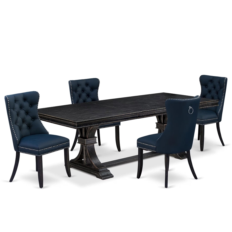 Pemberly Row 5-Piece Modern Dining Set with Rectangular Table in Black