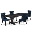 Pemberly Row 5-Piece Modern Dining Set with Rectangular Table in Black