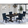 Pemberly Row 5-Piece Modern Dining Set with Rectangular Table in Black