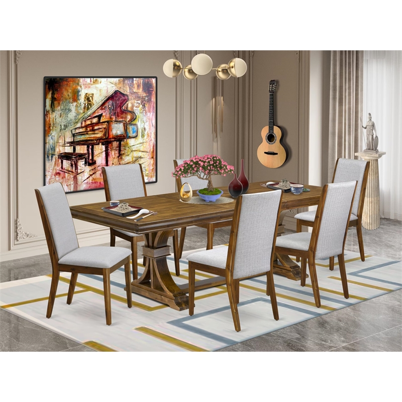Pemberly Row 7-Pc Extendable Dining Table Set in Walnut Finish