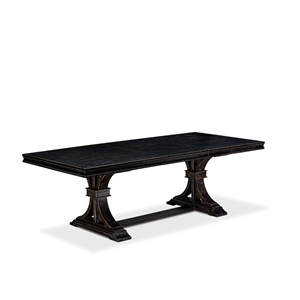 Pemberly Row Mid-Century Extendable Dining Table in Black Finish