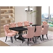 Pemberly Row 9-Piece Dining Set with Acacia Wood and Black Finish